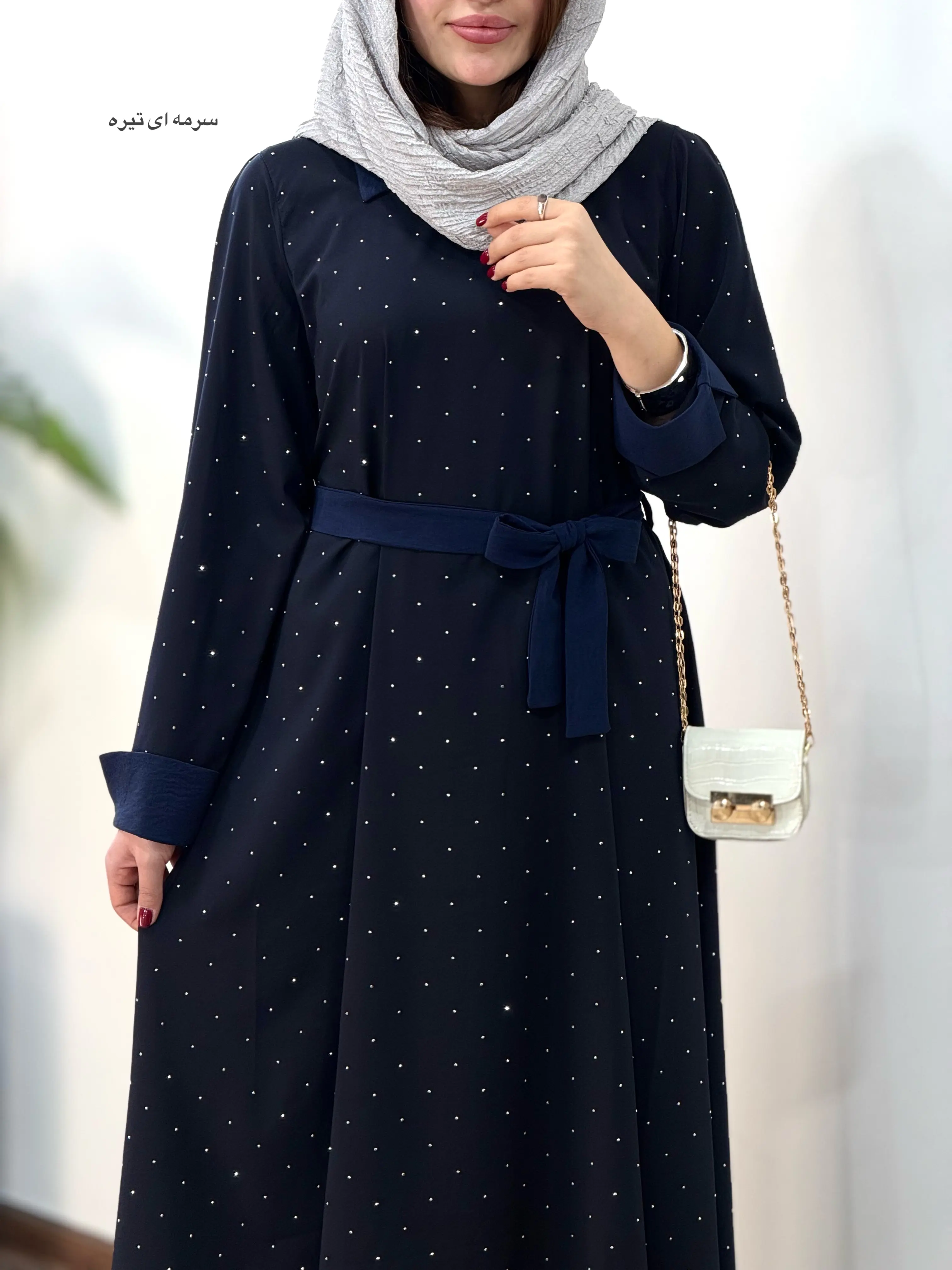 پیراهن مانتویی بلند نگین